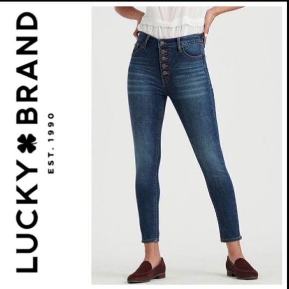 Lucky Brand High Rise Bridgette Button Up Skinny Jeans 00/24 - Picture 3 of 6